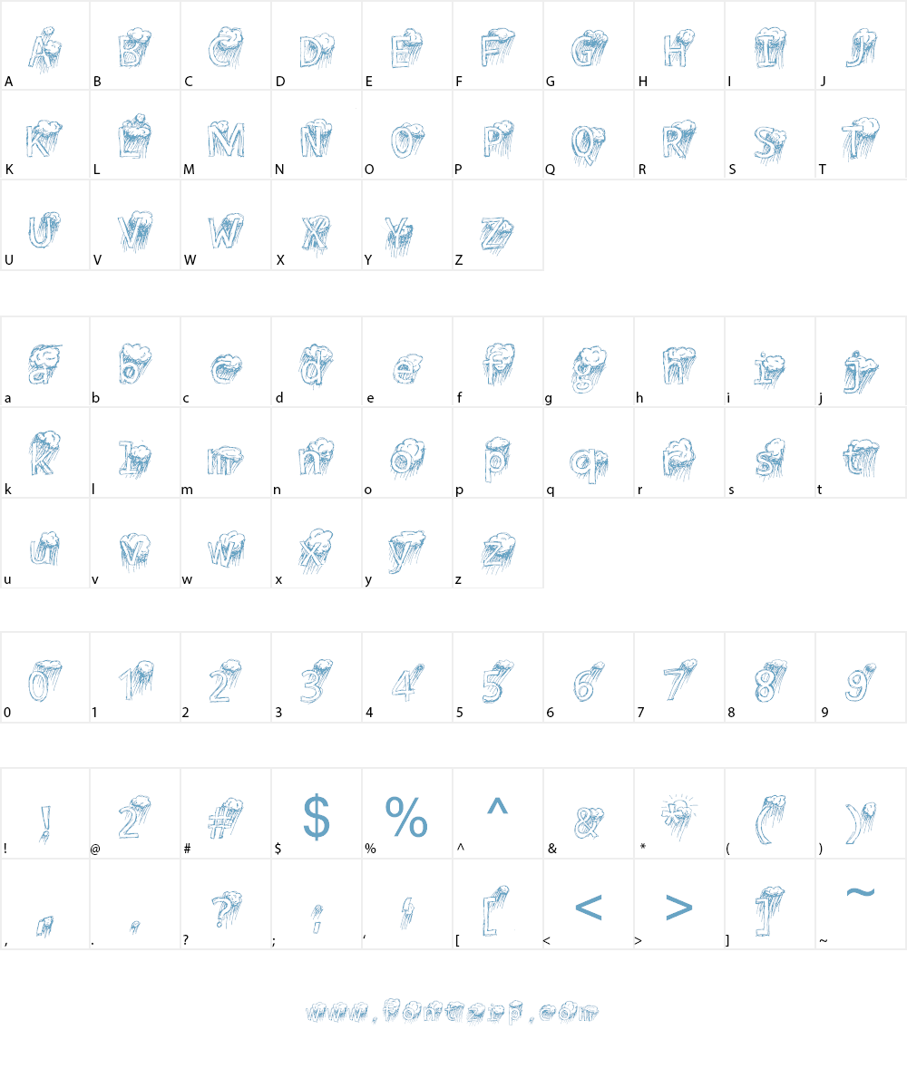 Lavender Rainstorm Font Character